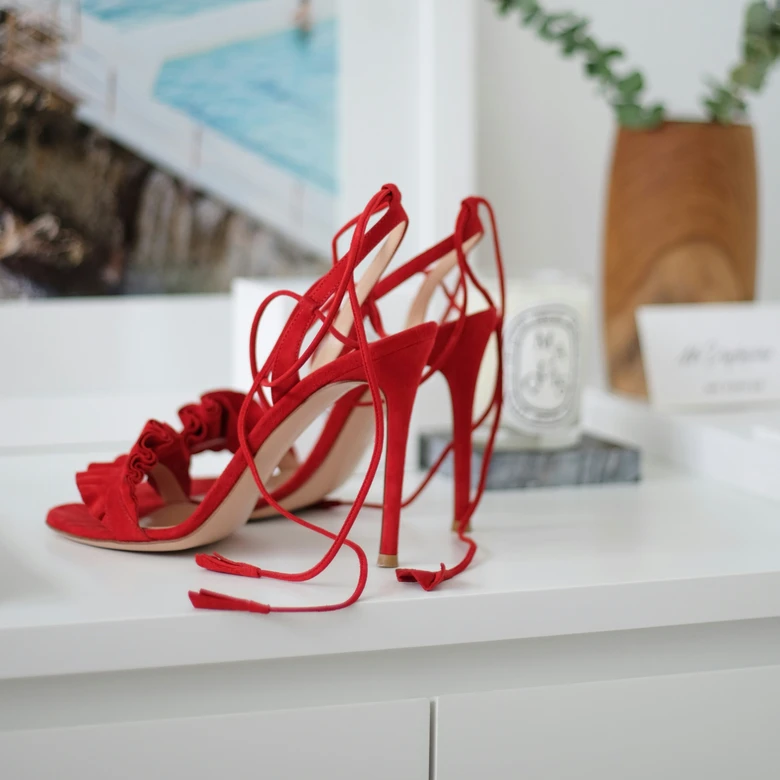 red chunky heels