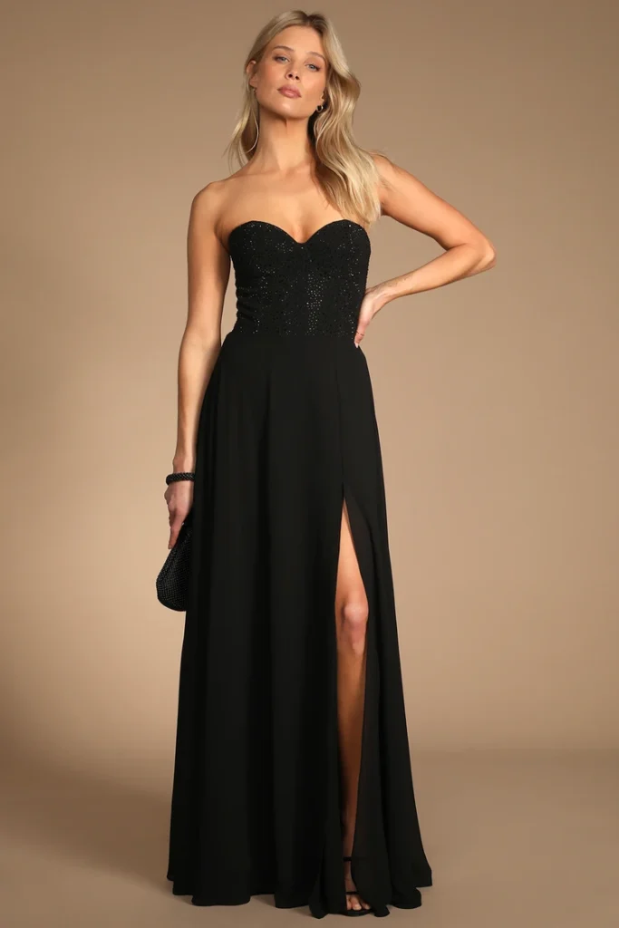 Black Strapless Maxi Dress