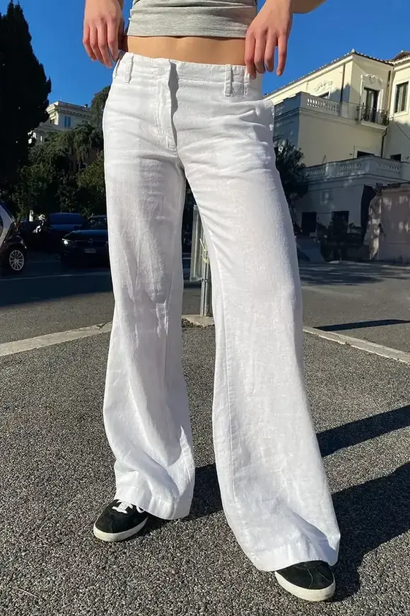 low rise linen pants