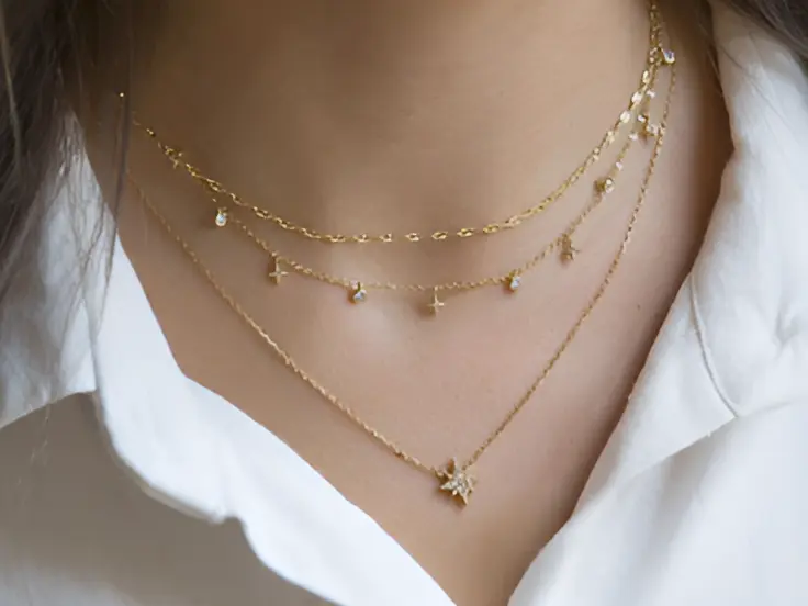gold necklace with gold pendant